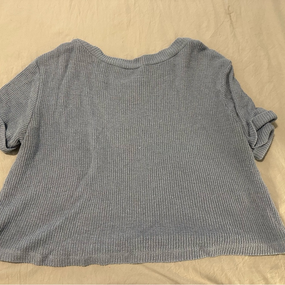 Blue Ribbed Knit Top - Picture 2 of 2